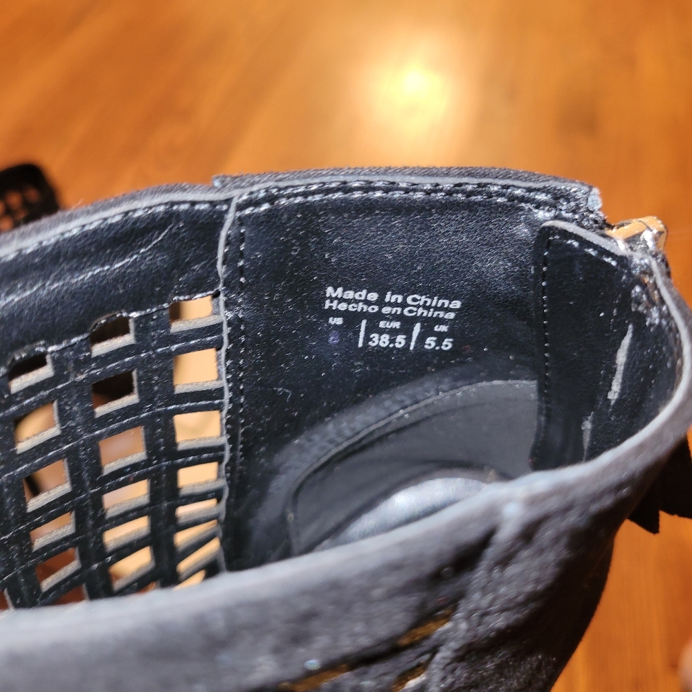 Black Suede ALDO Laser Cutout Booties - Picture 6 of 7